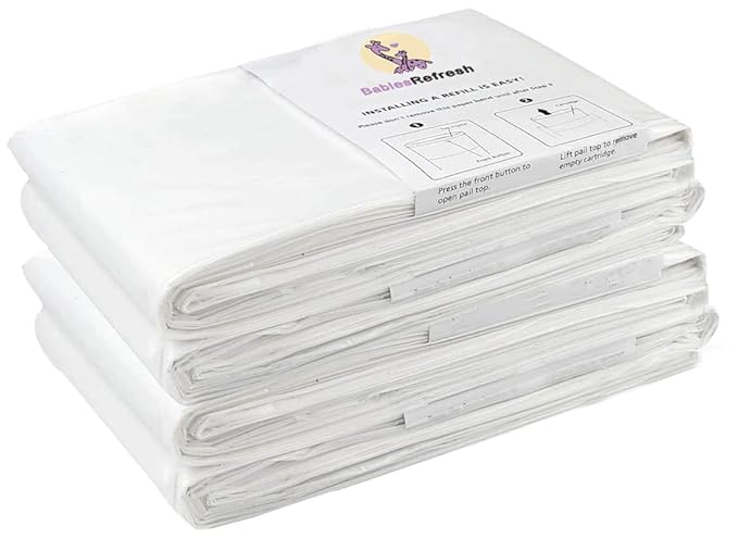 BabiesRefresh Refills Compatible with DEKOR CLASSIC Diaper Pail Refills | 4 Pack | Diaper Pail Odor Eliminator| Fresh Powder Scent | Each Diaper Bag Refill Holds up to 1980 Diapers | Diaper bin refill