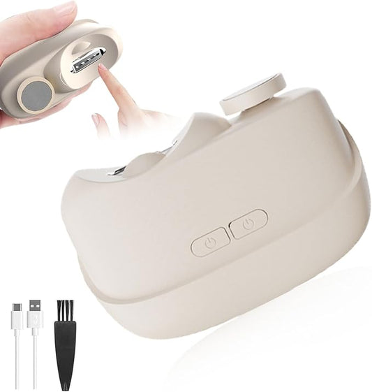Electric Nail Clippers for Seniors,Smart Nail Clippers 2026 New 3 in 1 Electric Toenail Clipper with Polishing and LED Light,Smart Toenail Clipper 2 Adjustable Speeds for Adults,Baby (Apricot)