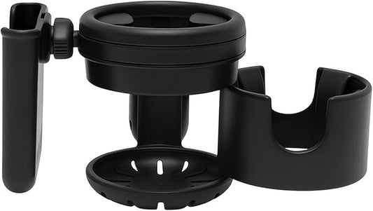Lusinus 3-in-1 Dual Cup and Phone Holder with 360 Rotating Clamp Compatible with YOYO Stroller - Fits Bottles, Coffee Cups, Smartphones