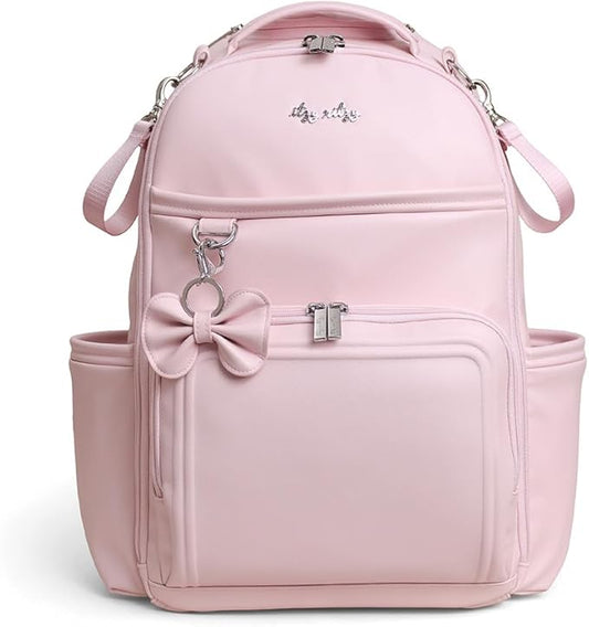 Itzy Ritzy Diaper Bag Backpack – Large Capacity Boss Plus Baby Backpack Diaper Bag Featuring 19 Pockets, Changing Pad, Stroller Clips, and Comfortable Straps (Pink Ribbons & Roses)