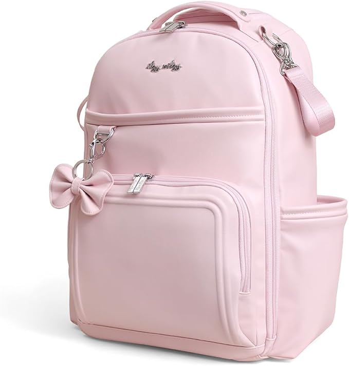 Itzy Ritzy Diaper Bag Backpack – Large Capacity Boss Plus Baby Backpack Diaper Bag Featuring 19 Pockets, Changing Pad, Stroller Clips, and Comfortable Straps (Pink Ribbons & Roses)
