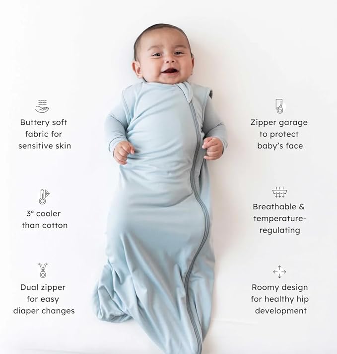 KYTE BABY Unisex Sleep Bag for Babies and Toddlers, 97% Rayon Made From Bamboo, 3% Spandex, 0.5 Tog (Large, Fog)