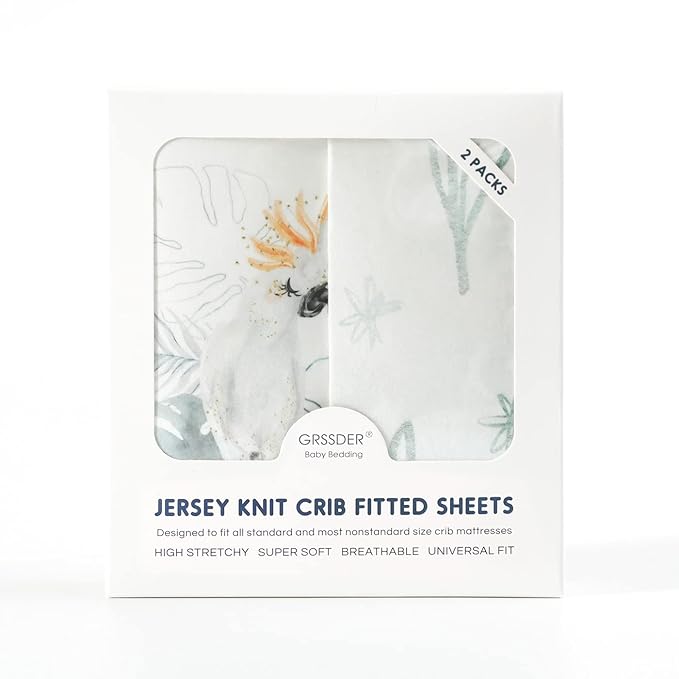 GRSSDER Ultra Soft Jersey Knit Fitted Crib Sheets Set 2 Pack, High Stretchy Breathable Material with Deep Pocket Universal Fitted All Standard Crib Mattress Pads Safe and Snug, Mint Green