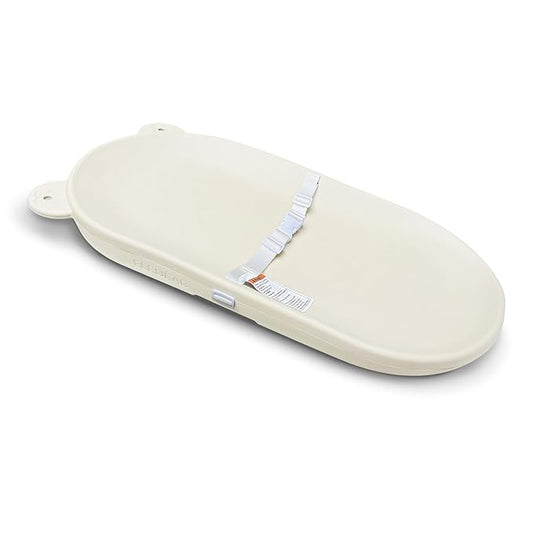 FLEUFAB Baby Changing Pad, EVA Waterproof Non-Slip Changing Table Pad with Adjustable Strap for Dresser Changing Table Nursery, Portable Diaper Changing Pad, Oat