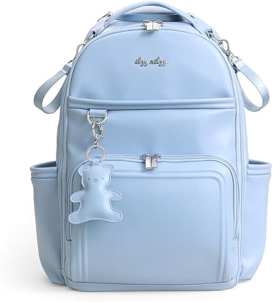 Itzy Ritzy Diaper Bag Backpack – Large Capacity Boss Plus Baby Backpack Diaper Bag Featuring 19 Pockets, Changing Pad, Stroller Clips, and Comfortable Straps (Teddy Blue)