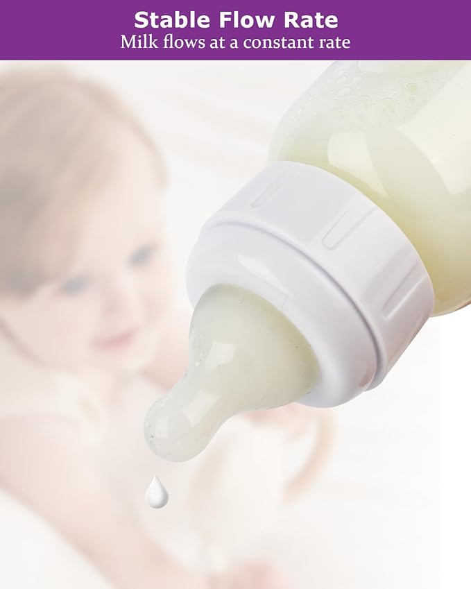 Silicone Nipple for Dr. Brown's Narrow Baby Bottle & Glass Bottles,Level 3 Nipples, Fast Flow, 6m+, 6 Count