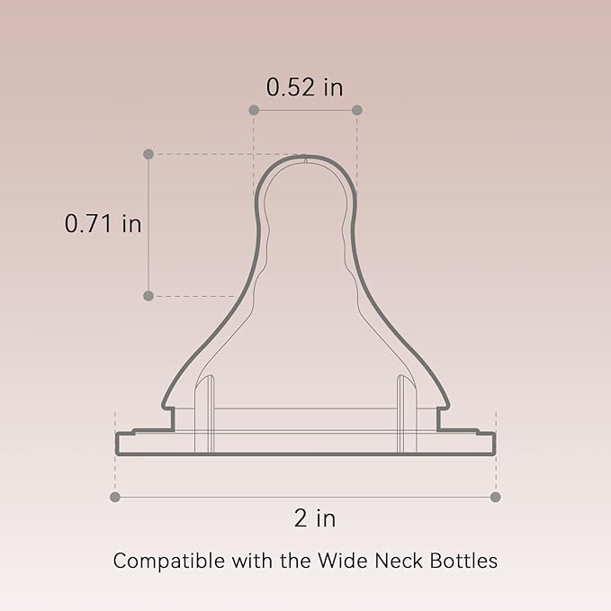 TOVVILD Silicone Replacement Nipple, Medium Flow Nipples for Wide Neck Bottles, 3+ Months, 10 Count