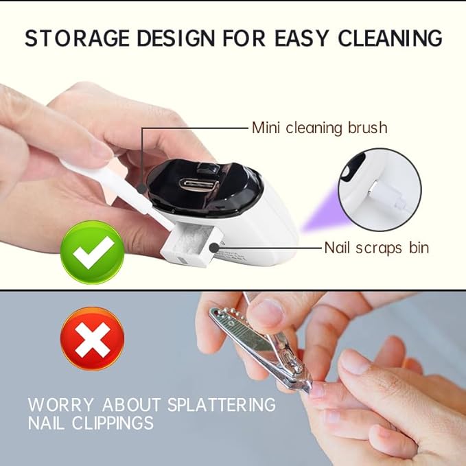 Electric Nail Clipper – 3-Speed Rechargeable Nail Trimmer with LED Light, Quiet Motor & Nail Debris Collector – Safe Automatic Fingernail & Toenail Cutter for Babies, Kids & Seniors