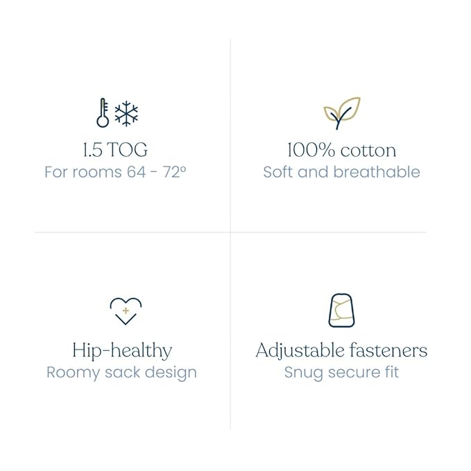 HALO 100% Cotton Sleepsack Swaddle, 3-Way Adjustable Wearable Blanket, TOG 1.5, Forest Friends, Newborn, 0-3 Months