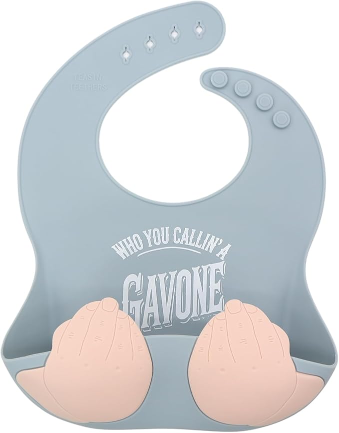 Teasin' Teethers Funny Italian Silicone Baby Bib with Pocket Food Catcher for Toddlers and Infants Funny Baby Bib Gift