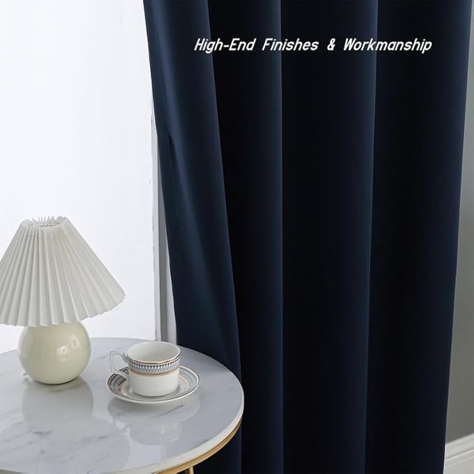 Extra Long Blackout Curtains - 2 Story High Living Room Drapes - Tall Curtains for High Ceiling or Long Window - 144 156 168 192 204 216 240 Inch 12ft-20ft Length(1 Panel,Navy, 100″x228″)