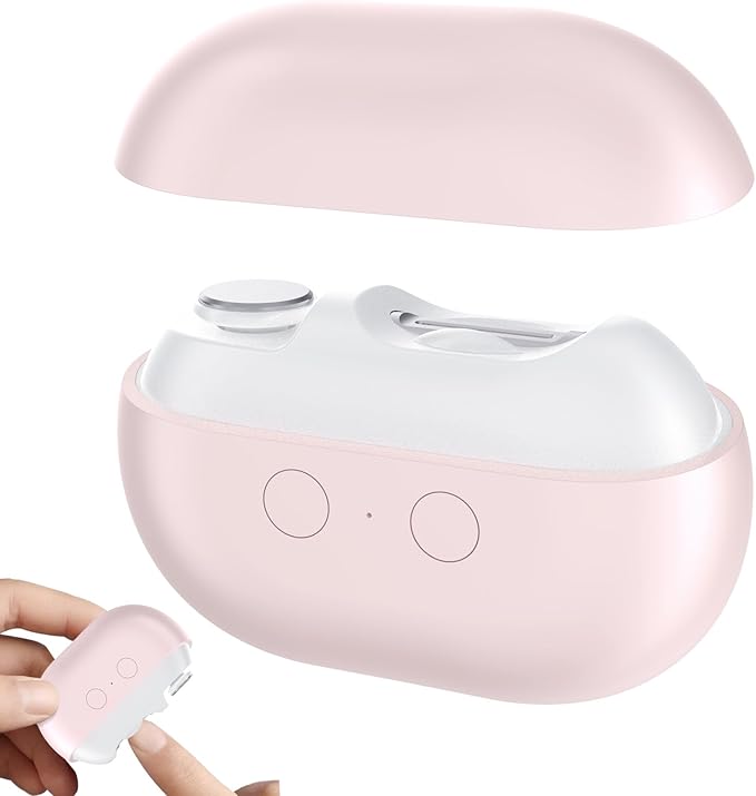 Smart Electric Nail Clipper, 3-in-1 Automatic Nail Trimmer & Polisher with 2 Speeds, LED Light, Rechargeable Nail Clippers for Seniors, Low Vision, Women, Men and Kids (Pink)