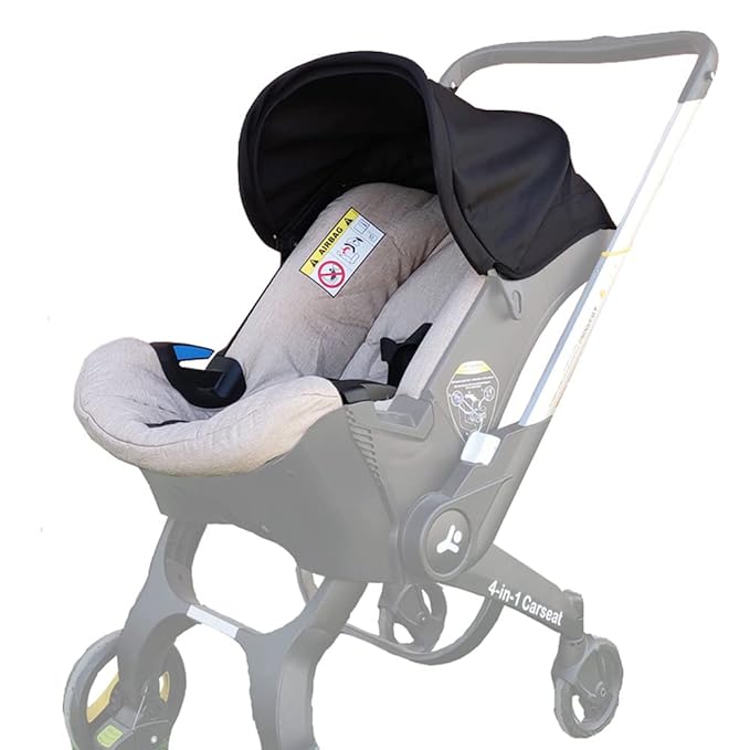 Replacement Canopy & Seat Cushion Set Compatible with Doona+ Car Seat Stroller - Sunshade Cover & Textile Fabric Accessories - Breathable, Machine Washable (Black&Beige)