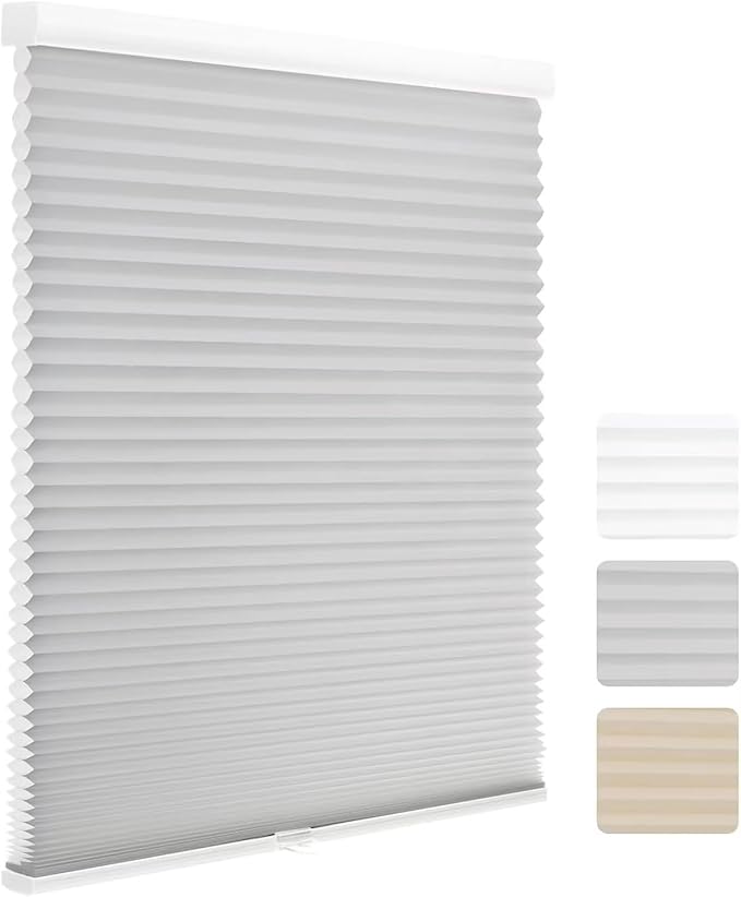 MYshade 1.5-Inch Cellular Cordless Light Filtering Shades, Honeycomb Window Blinds for Soft Daylight & Privacy, Thermal Insulation, Child Safe, Inside or Outside Mount (28" W x 50" H, Grey)
