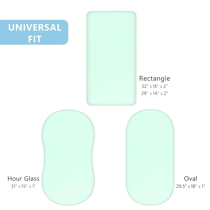 TILLYOU Baby Bassinet Sheets for Girls Boys 2 Pack Baby Sheets for Square Rectangle Oval Bassinet Mattress 33X16 Inch, Green & Pink