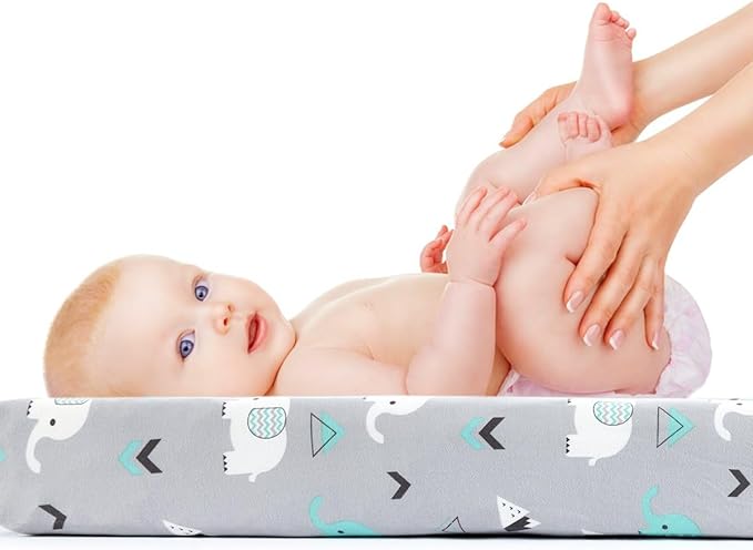 Stretchy Changing Pad Covers for Boys Girls,2 Pack Jersey Knit,Elephant & Whale