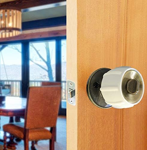 Enjoy Cover New Door Knob Cover Grips Non Slip Arthritis & Senior Living Aids Grippy Easy Open Decorative. Simple Functional Effective Solution- 4 Pack (White, Brandywine)