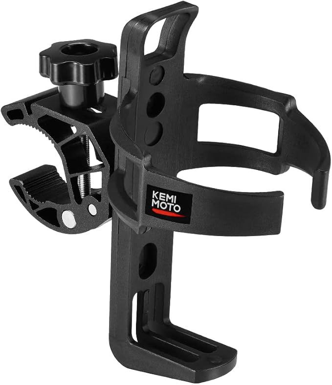 KEMIMOTO ATV Cup Holder Motorcycle Bottle Holder Universal Drink Holder with 0.6-1.56in Metal Clamp for 20oz Bottle for Bike Boat, Stroller, Walker, Wheelchair, Scooter, Golf Cart