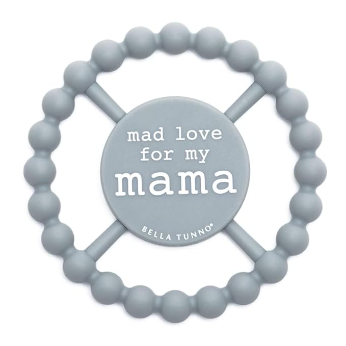 Bella Tunno Happy Teether - Soft & Easy Grip Teething Ring Perfect for Babies and Teething Toys to Help Soothe Gums, Non-Toxic, BPA Free Silicone Teether, Mad Love for Mama