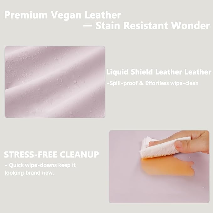 Vegan Leather Changing Pad Cover - 31"X 16" - Waterproof Wipeable, Extra Thick & Portable & Non-Slip Diaper Mat - Fits Standard Changing Tables for Baby Boy Girl (Pink)