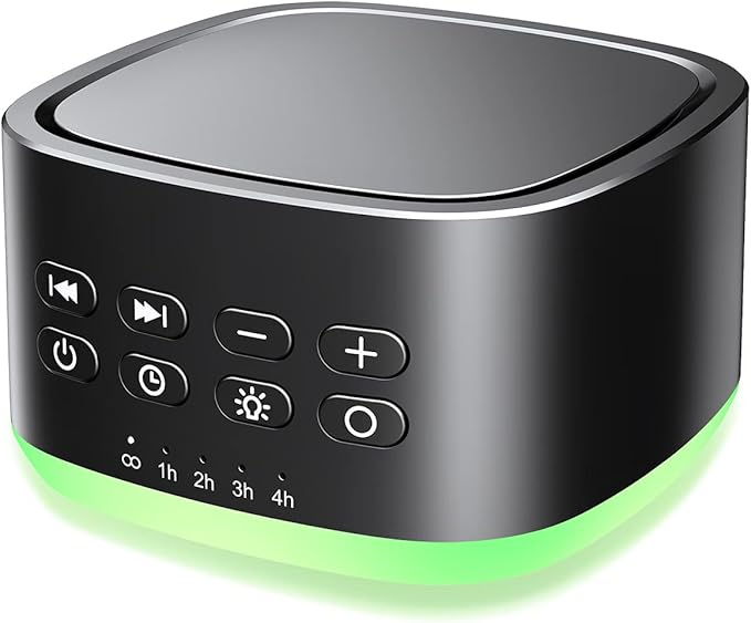 Magicteam White Noise Machine 10 Colors Lights and 25 Soothing Sounds Sleep Sound Machine with 5 Timers with Memory Feature Portable Sound Machine for Baby Adults. (Black)