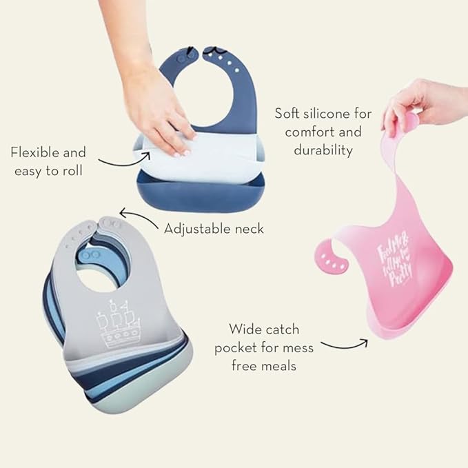 Bella Tunno Wonder Bib - Adjustable Silicone Baby Bibs for Girls, Durable and Waterproof BPA Free Silicone, Darling