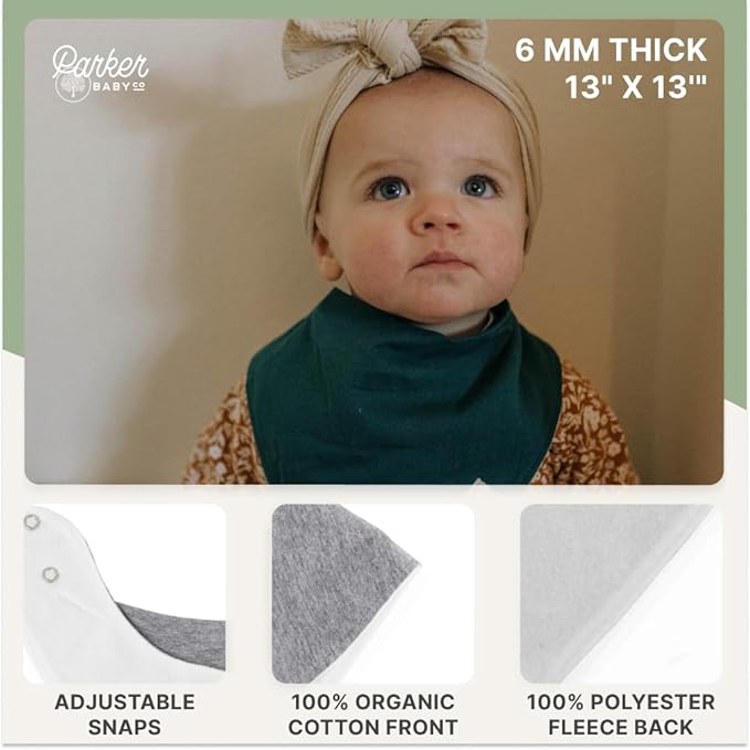 Parker Baby Bandana Drool Bibs 8 Pack Baby Bibs for Boys, Girls, Unisex - Soft & Stylish Teething Bibs for Babies
