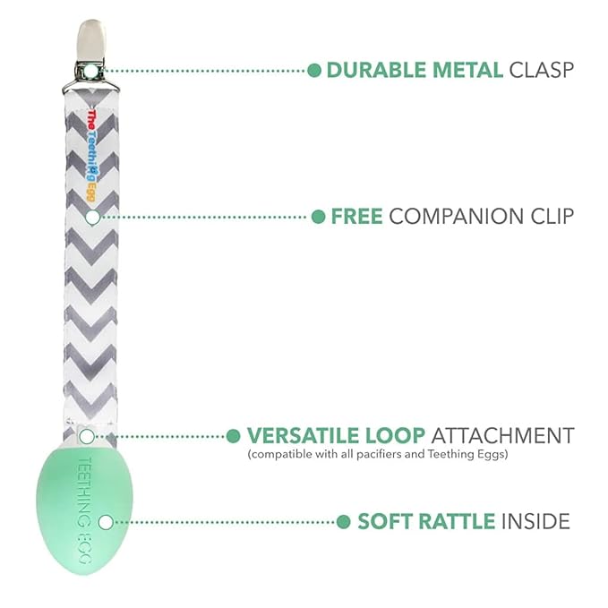 The Teething Egg and Grippie Ring - Baby Development Toys, Teether for 3, 4, 6, 12 Up to 18 Months Old Boy or Girl, Sensory Toys, A Baby Registry Must Have, Mint