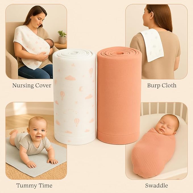 Soft 100% Cotton Swaddles for Newborns, 2- Pack - Large, Breathable Baby Blanket - Versatile, Durable Muslin Swaddle Blankets - Perfect Newborn Essentials