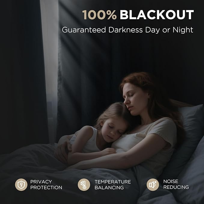 Joydeco Linen Blackout Curtains for Bedroom - 100% Light Blocking 1 Panels, White Drapes 100" W x 90" L, Thermal Insulated Room Darkening Curtains for Living Room, Rod Pocket & Back Tabs