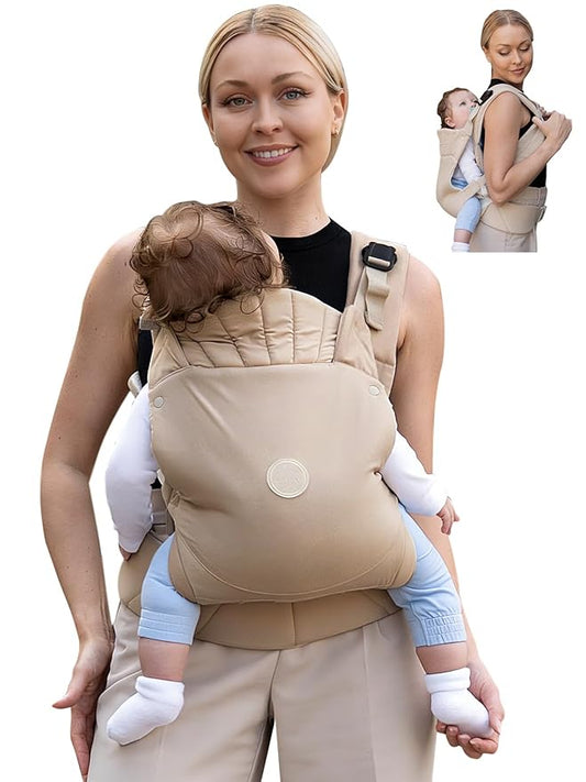 GROWNSY Baby Carrier, One-Click Release Clasp for Easy to Wear, Cozy Wraps Carrier Newborn to Toddler with Head Support(7-44lbs), Ergonomic & Lightweight for Infant to Toddler, Khaki