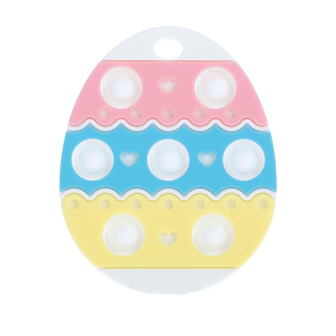 Nuby Easter Egg Popper Teether – Soft Silicone Teething Toy for Babies, 3+ Months, Sensory Pop Bubbles, Easy Grip Design