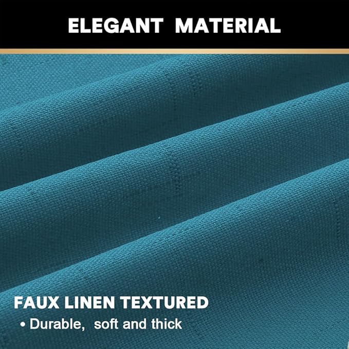 PrinceDeco 100% Blackout Curtains for Sliding Glass Doors Linen Blackout Curtains 108 Inches Long for Bedroom Extra Wide Sliding Glass Door Curtain for Living Room,W100 X L108 Inch,Blue Sapphire