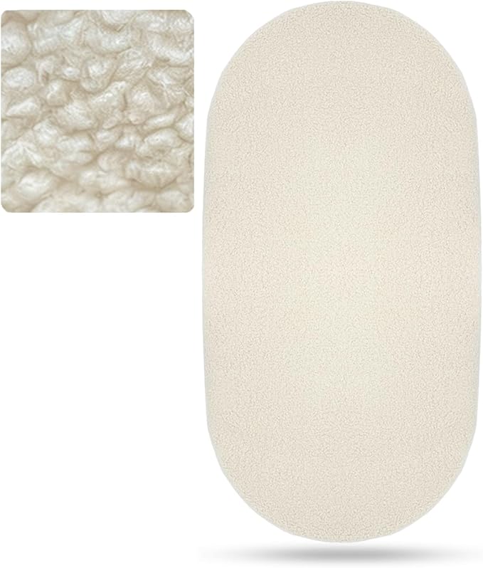 Lamb-Fleece Bassinet Sheets for Baby, Cozy Warm Fitted Sheets for Rectangle, Oval, Hourglass Bassinet Mattress, Muslin Moses Basket Sheets with Neutral Style 32"x16"(Beige)