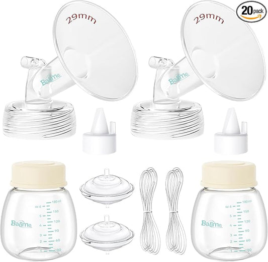 BALIME Pump Parts Compatible with Spectra S1/S2/9 Plus, Not Original Accessories, Full Set Replacements Include 29mm Flanges, Valves, Backflow Protectors (Duckbills Included), Tubings and Bottles