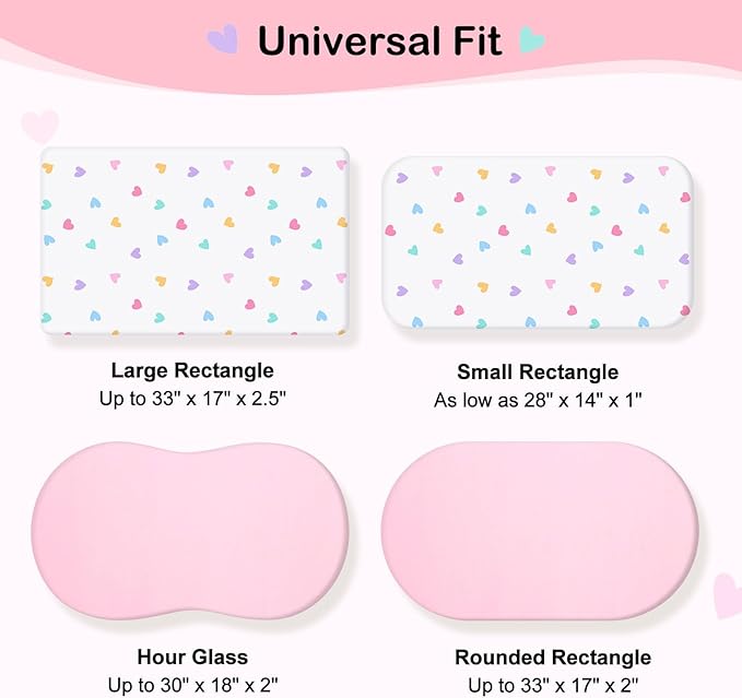 FIOBEE Baby Bassinet Sheets for Girls Boys 2 Pack Waterproof Bassinet Mattress Elastic Fitted Crib Sheets Universal Fit for Hourglass Oval and Rectangle Bassinet Sheet, White & Pink