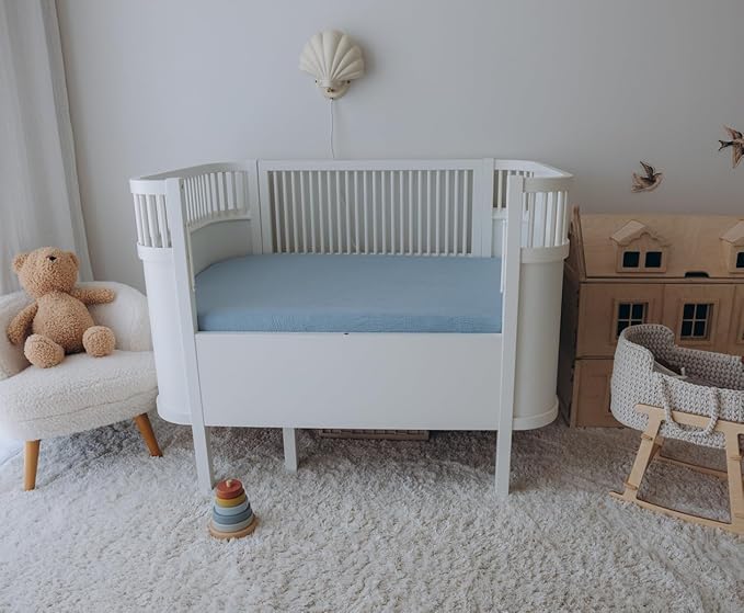 Dreamology Baby Crib Sheets,Muslin Crib Sheet Girls,Boys,Crib Sheet,Breathable Toddler Bed Sheets,2 Pack Crib Sheets Cotton for Standard Cribs, 52x28 Crib Mattress Sheets | Blue and Light Blue