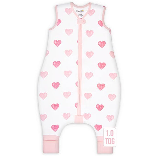 Mama Cheetah Toddler Sleep Sack with Feet 4T-5T, 1.0 TOG Organic Cotton Baby Wearable Blankets with Legs, Baby Sleeping Bag for Walkers, Early Walker X-Large