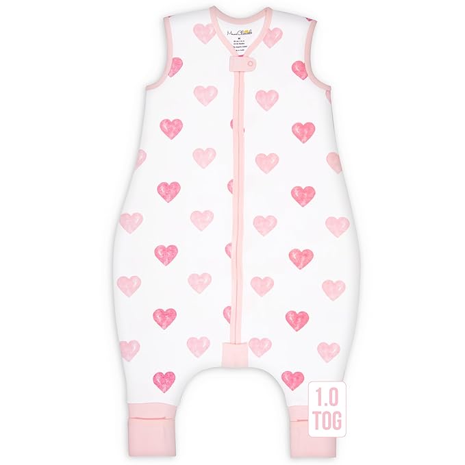 Mama Cheetah Toddler Sleep Sack with Feet 3T-4T, 1.0 TOG Organic Cotton Baby Wearable Blankets with Legs, Baby Sleeping Bag for Walkers, Early Walker Large