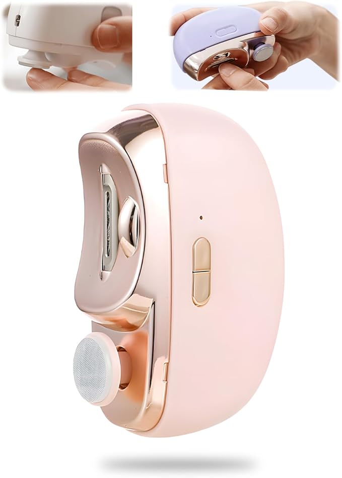 3 in 1 Automatic Electric Nail Clipper, 2025 New Electric Toe Nail Clippers with Polishing for Seniors Adults Baby, Automatic Electric Nail Clippers Nail File with LED Light & Storage Box (Pink)