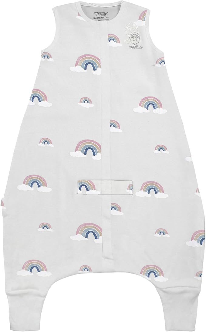 Woolino 4 Season Baby Sleep Bag or Sack with Feet Opening, Merino Wool and Organic Cotton, Toddler Sleeping Bag, 3-4T, Rainbow