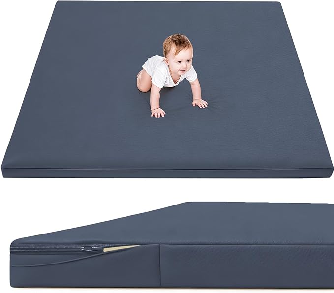 Waterproof Baby Play Mat for Floor 1.3" Thick Memory Foam 79 * 79 Cushion Playpen Playmat Tummy Time Crawling Mat Nursery Rug Pad Mattress Create Soft & Safe Area for Infants,Toddler,Kids,Navy