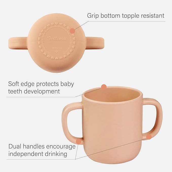 YOOFOREA Baby Led Weaning Supplies I Toddler Infant Baby Essentials First Stage I Baby Feeding Set - Tiny Cup, Suction Bowl & Plate I 100% Platinum Food Grade Silicone I BPA BPS PVC Free - Honey