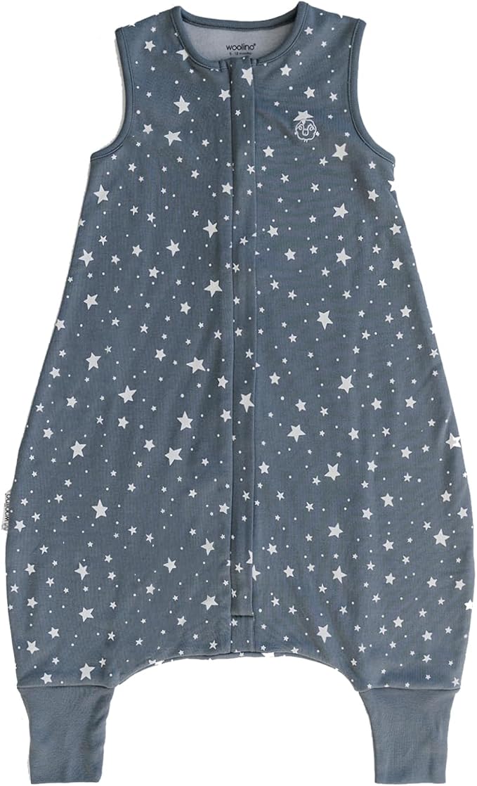 Woolino 4 Season Baby Sleep Bag or Sack with Feet, Australian Merino Wool and Organic Cotton, Toddler Sleeping Bag, 18-36m, Star Gray