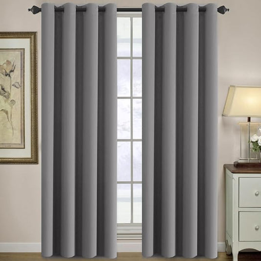 H.VERSAILTEX Premium Blackout Bedroom Curtains 84 Inches Long Gray Curtain Window Panel Drapes Room Darkening for Living Room, Grommet Curtains for Door - (Bluish Gray Color) - 1 Panel, 52'W x 84'L