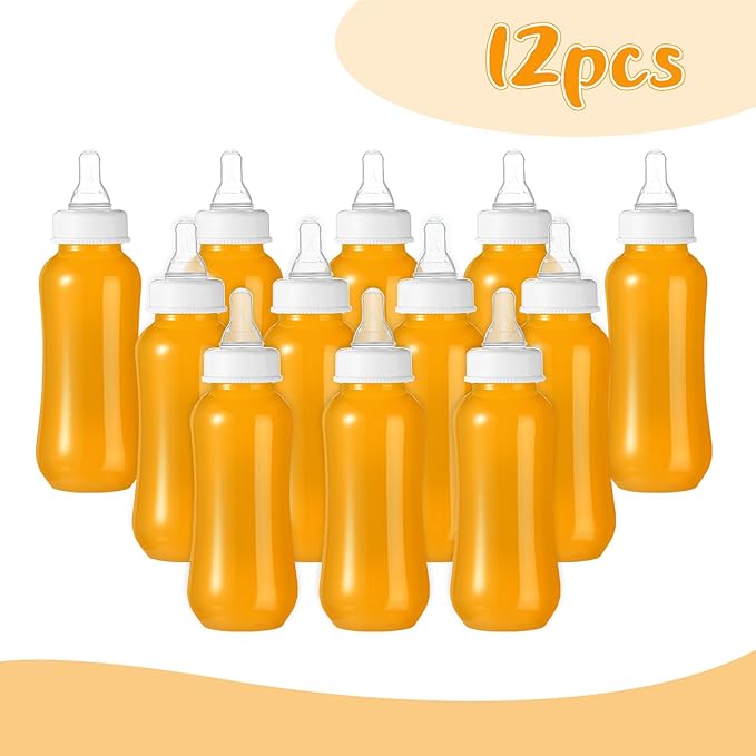 Norme 12 Pcs 9.5 oz Plastic Bottles Chug Shower Game Party Favors for Shower Decorations Gender Reveal Gifts (White)
