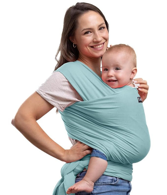 Cuddlebug Baby Wrap - Hands-Free Baby Carrier Wrap - Soft & Stretchy Baby Wraps Carrier - Carrier Newborn to Toddler 7-35 lbs - One-Size-Fits-All Holder - Hip-Healthy (Mint)