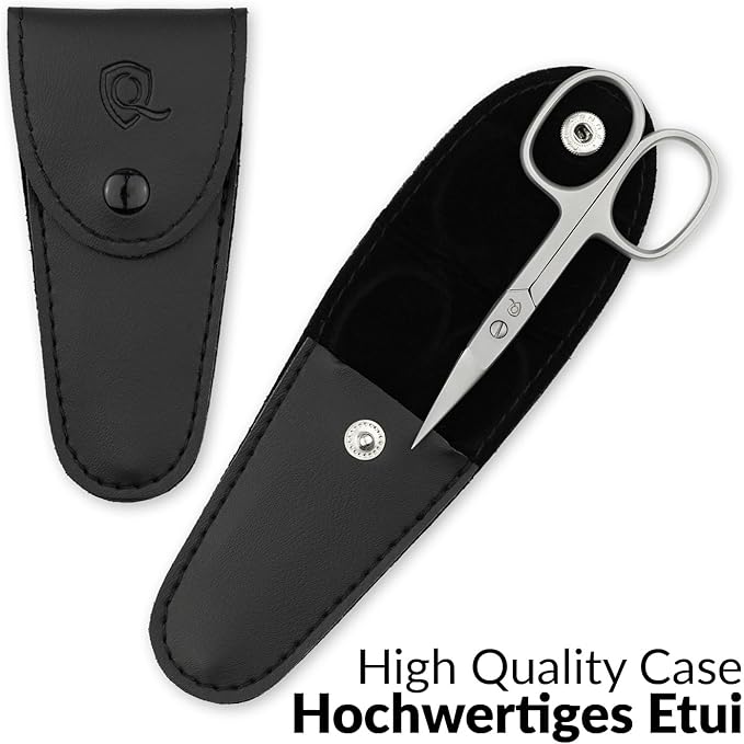 Solingen Nail Scissors Curved Blade – Precision Stainless Steel for Fingernails & Toenails, Manicure & Pedicure, Extra Sharp with Stylish Storage Case