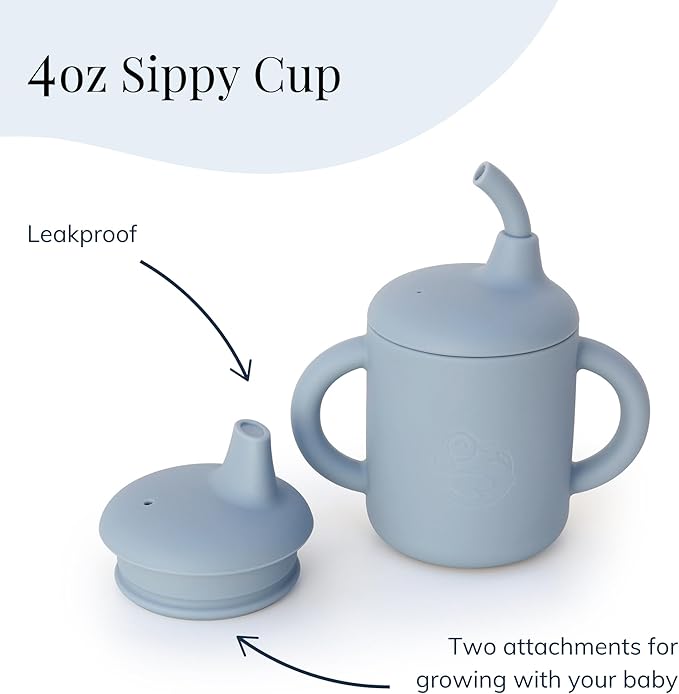 Little Loon Baby Feeding Essentials: Baby Led Weaning Supplies with Baby Plates, Silicone Bibs, Baby Spoons, Sippy Cups, Toddler Plates and Bowls Set - Baby Essentials - Baby Shower Gifts (Lake)