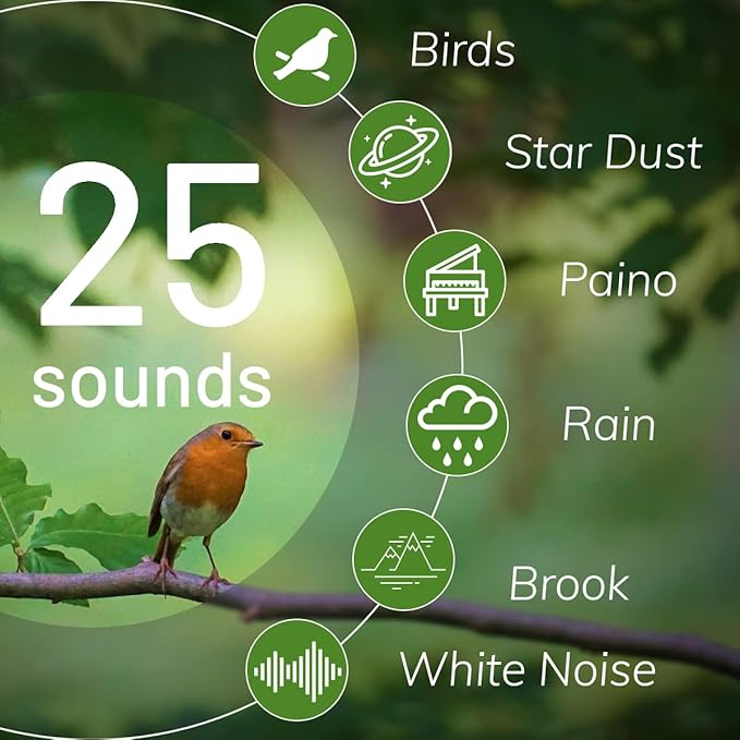 Magicteam White Noise Machine 10 Colors Lights and 25 Soothing Sounds Sleep Sound Machine with 5 Timers with Memory Feature Portable Sound Machine for Baby Adults. (Wood)